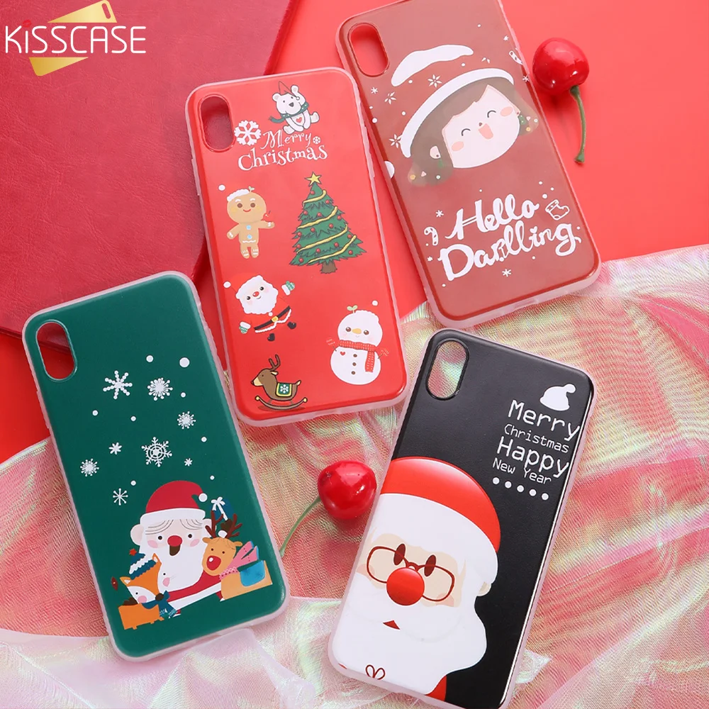 KISSCASE чехол на айфон 7 6 s Прозрачный с Санта Клаусом для iPhone 11 Pro Max XS MAX XR X 10 мягкий