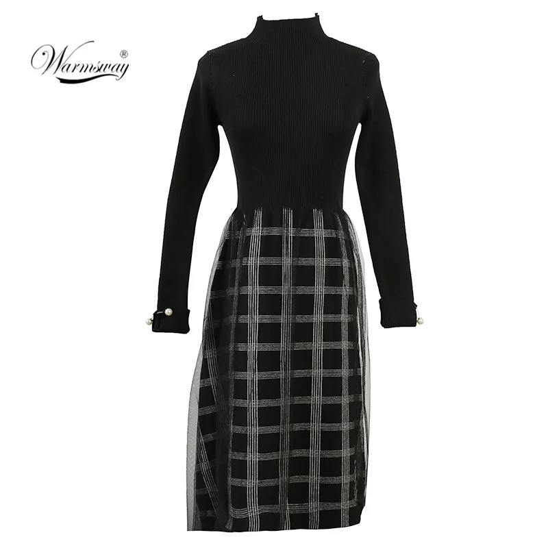 Женское трикотажное платье облегающее с поясом в полоску и длинным рукавом Осень