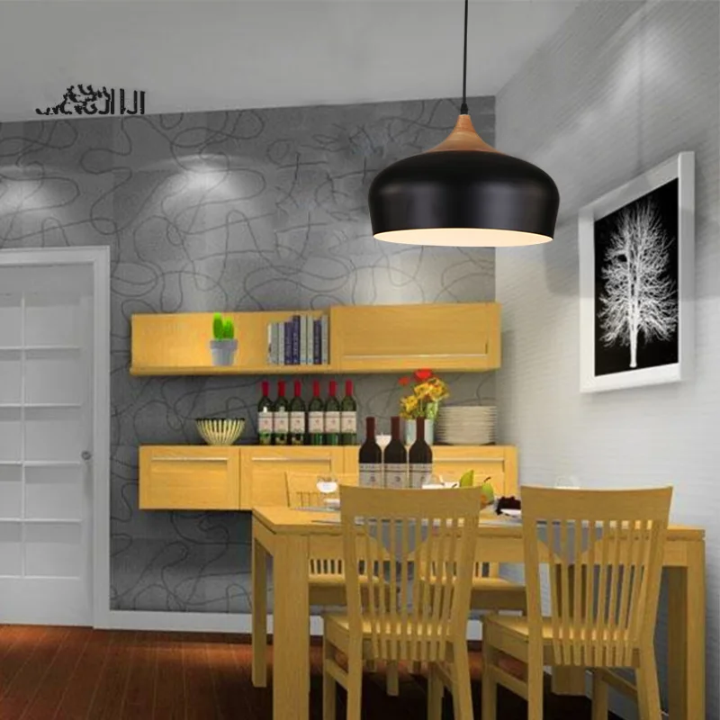 Modern pendant light Oak Wood lamp E27 socket wood lampholder Hanging white black Optionally 300mm / 350mm | Лампы и освещение