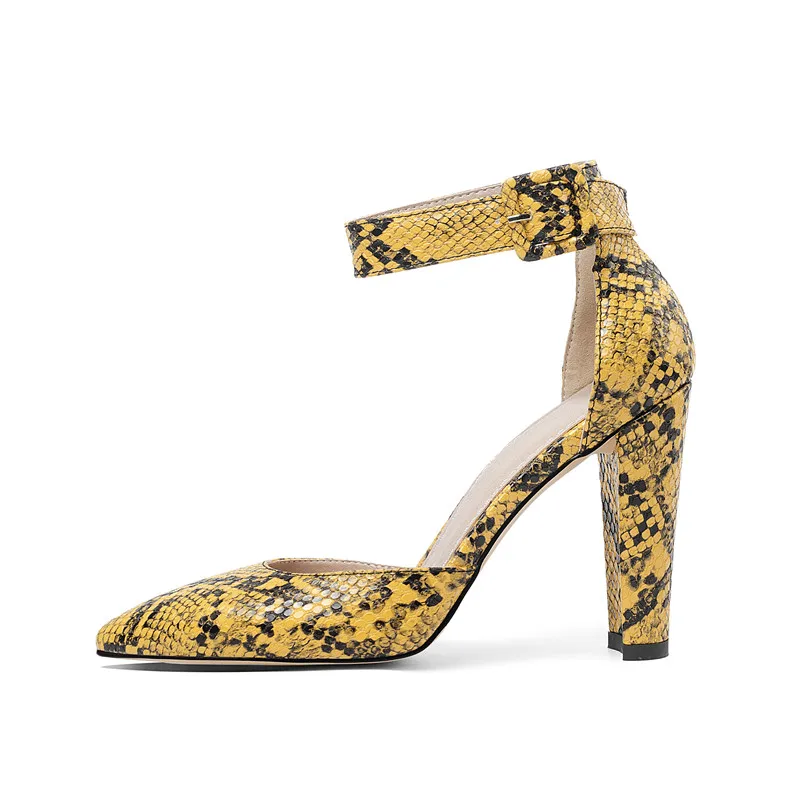 Туфли лодочки женские на высоком каблуке стильные туфли из змеиной кожи с