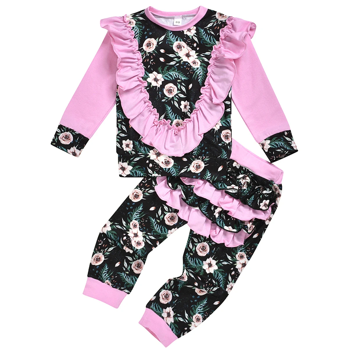 Коллекция 2020 года весенне осенняя одежда для малышей Детские топы с рюшами и