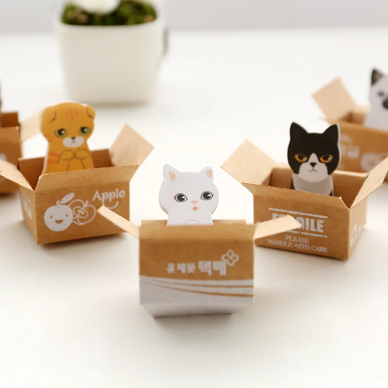3D Kawaii Cat Dog Box милые наклейки из мультфильмов корейские Канцтовары клейкие заметки - Фото №1