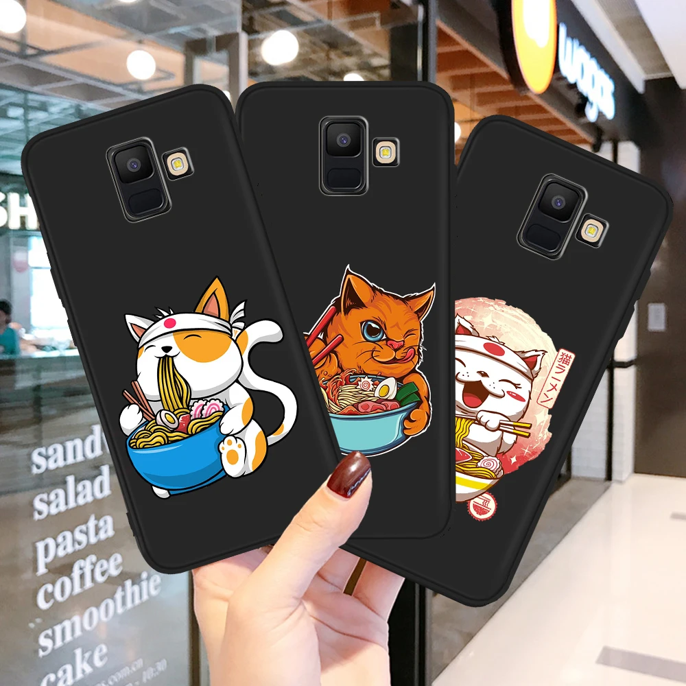 

New Japanese Anime Cat Print cartoon phone case for Samsung Galaxy A3 A5 A6 A7 A8 A9 A10 A30 A40 A50 A90 J3 J4 J5 J6 J7 J8 Plus