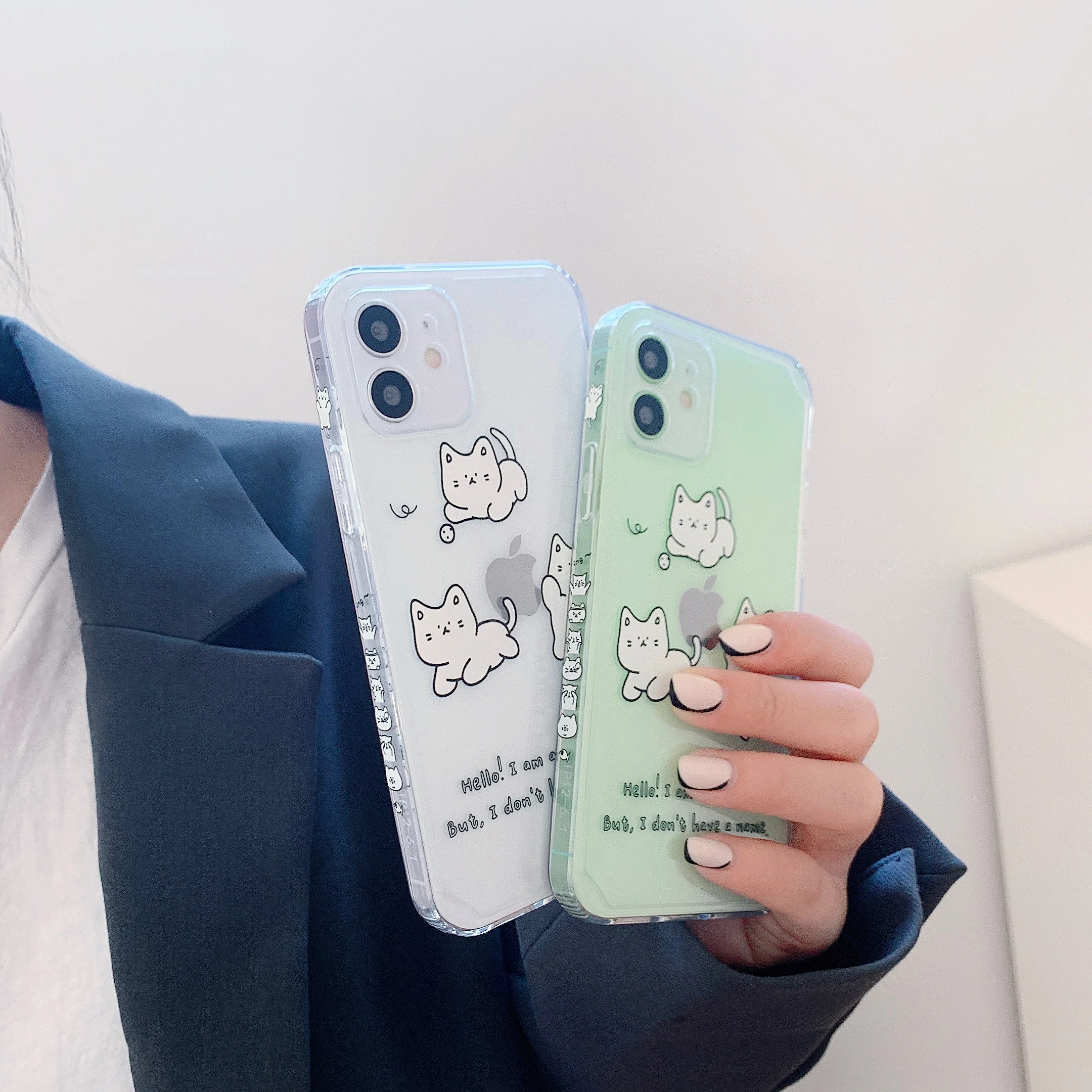 

Cute Kitty Cat Clear Case for iPhone 12 Pro Max XR SE 2020 Clear Silicone Ultrathin Slim TPU Cover for iPhone 11 7 8 Plus XS X