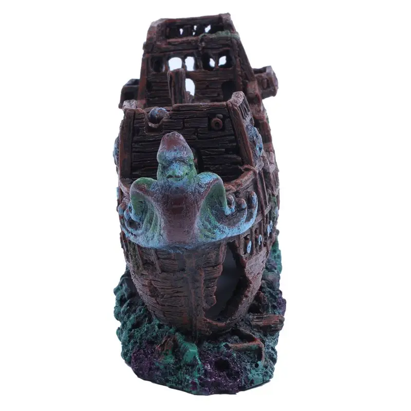 Аквариум deco Круизный корабль кораблекрушения рыбы смолы 24x9.5x6.5cm | Дом и сад