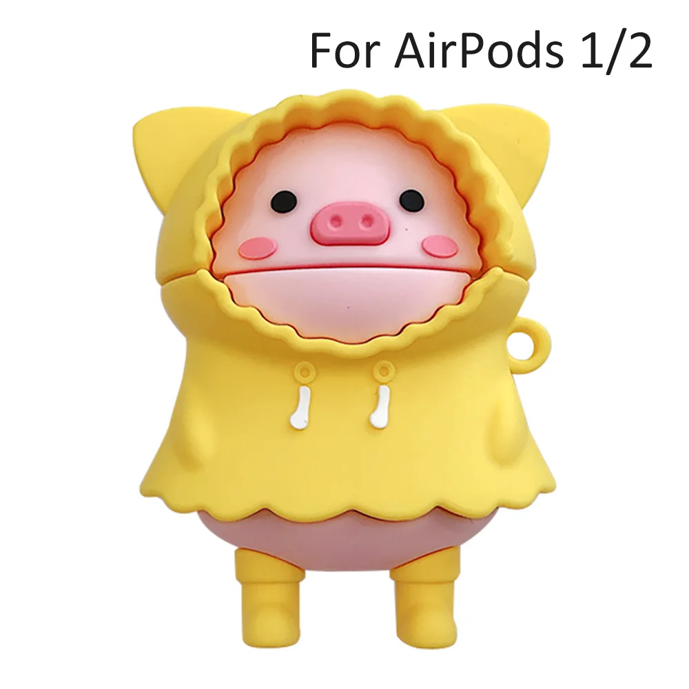 

Earphon Case For Apple Airpods 1 2 Pro For Airpods Pro Cute Cartoon 3D Raincoat Pig Kawaii Piggy Wireless Earphone Headset Cover