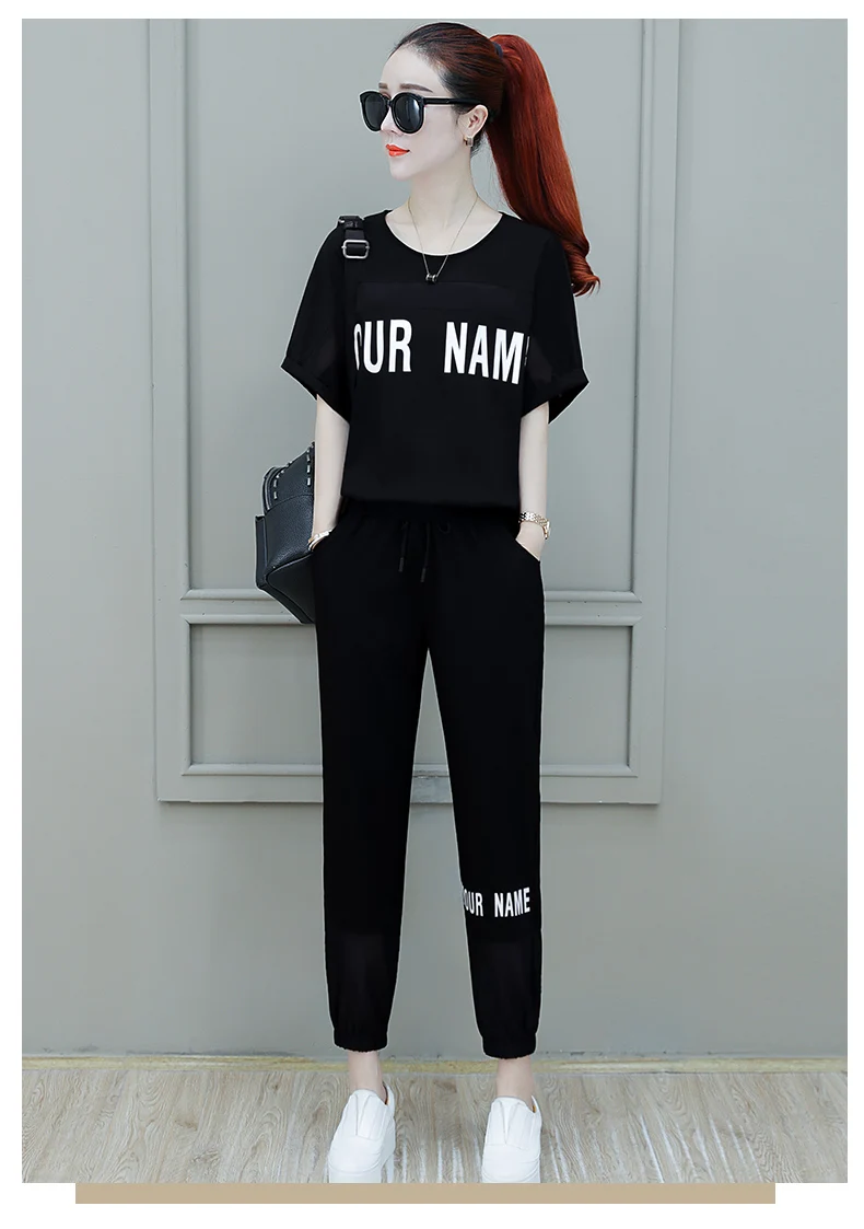 Stylish clothes Sporting suit female 2 piece set Large size clothing for women Leisure Knitted pullover Top women clothing 09