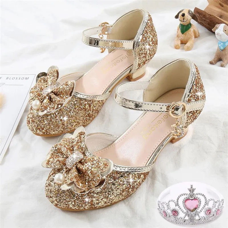 Детское платье принцессы с блестками босоножки для свадебного торжества девочек
