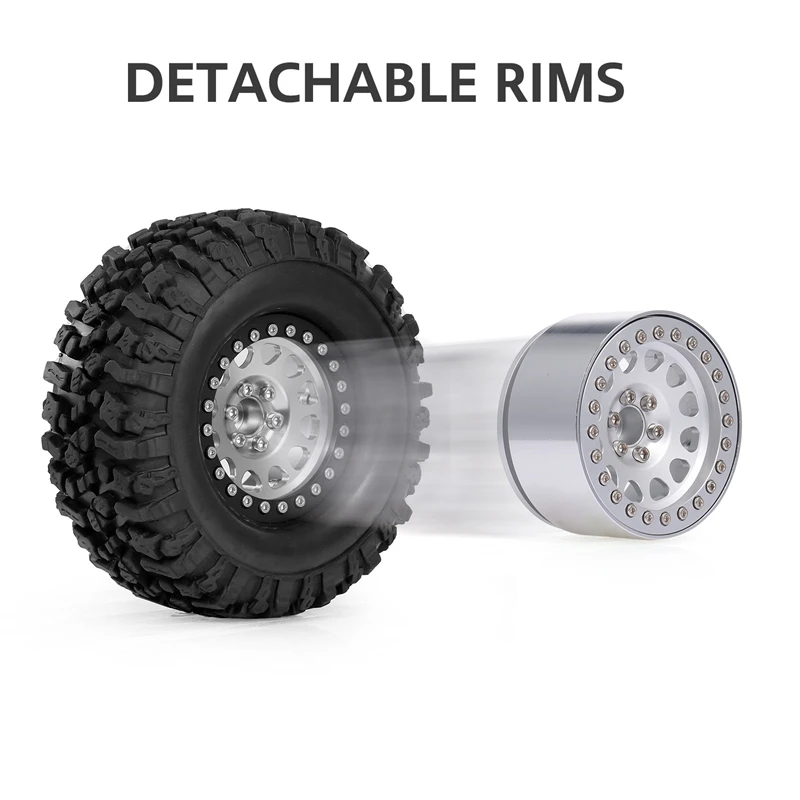 4Pcs High Grip 2.2 Inch Rubber Tire Alloy Beadlock Rims Wheel for Traxxas Trx4 Hsp Tamiya Axial Scx10 D90 RC Car | Игрушки и хобби