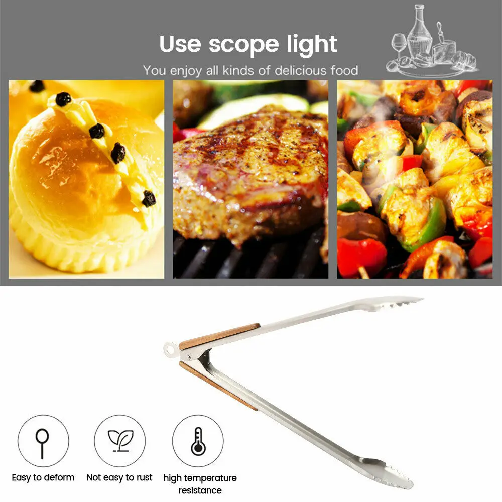 

Stainless Steel Food Tongs Anti Heat Bread Clip Pastry Clamp Barbecue Salad Serving Tong Kitchen Meat Food Clip Barbecue Tools