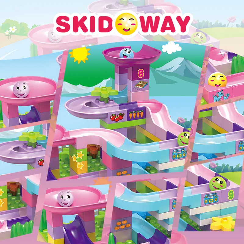 217 шт творческие Мрамор бег лабиринт шарики трек строительные блоки маленького