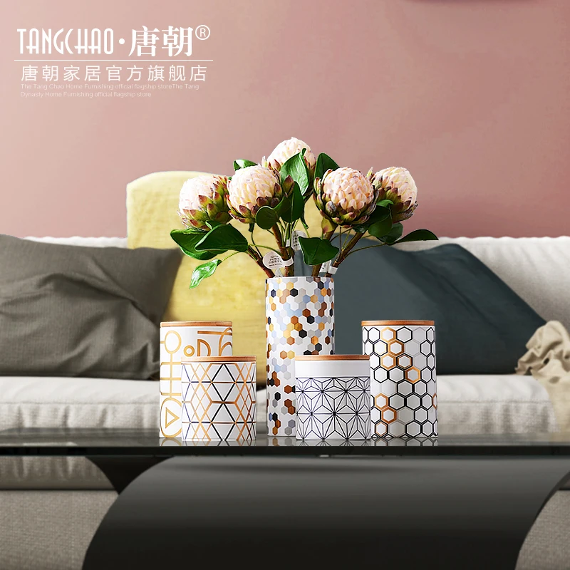 Современная бамбуковая Деревянная обложка абстрактной геометрии хранение