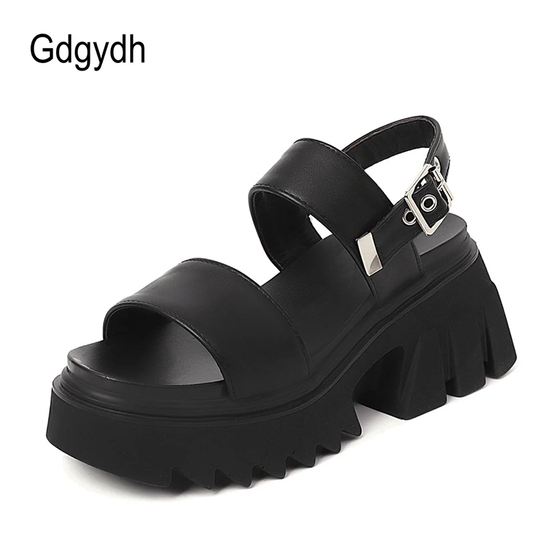 

Женские туфли с ремешком Gdgydh, черные, на массивной платформе, с пряжкой, на толстой подошве, уличные, для лета, размера плюс, 43