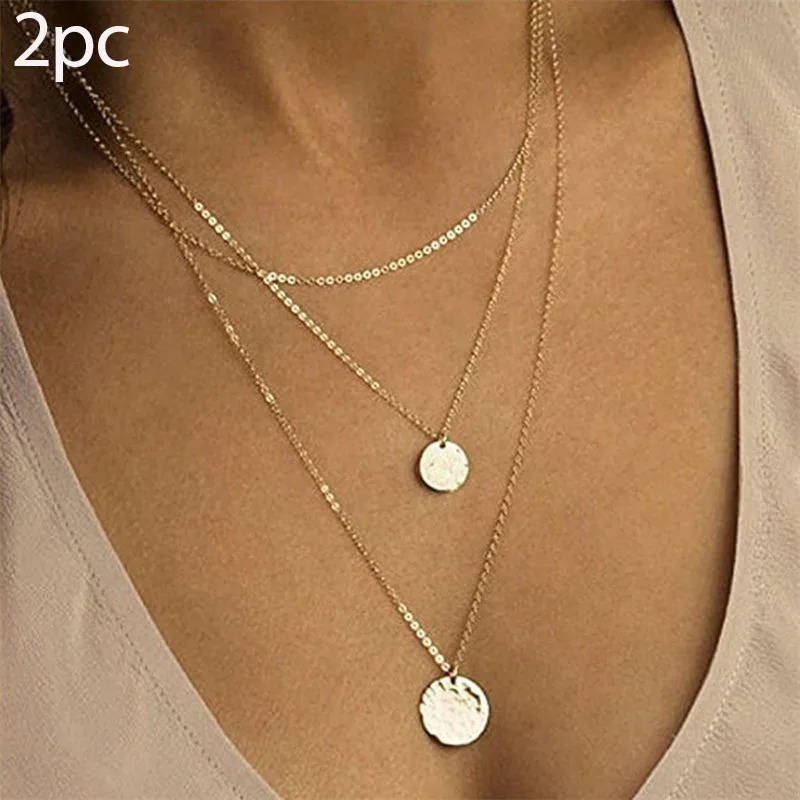 Ожерелье чокер женское многослойное с кристаллами 2 шт.|Колье| |