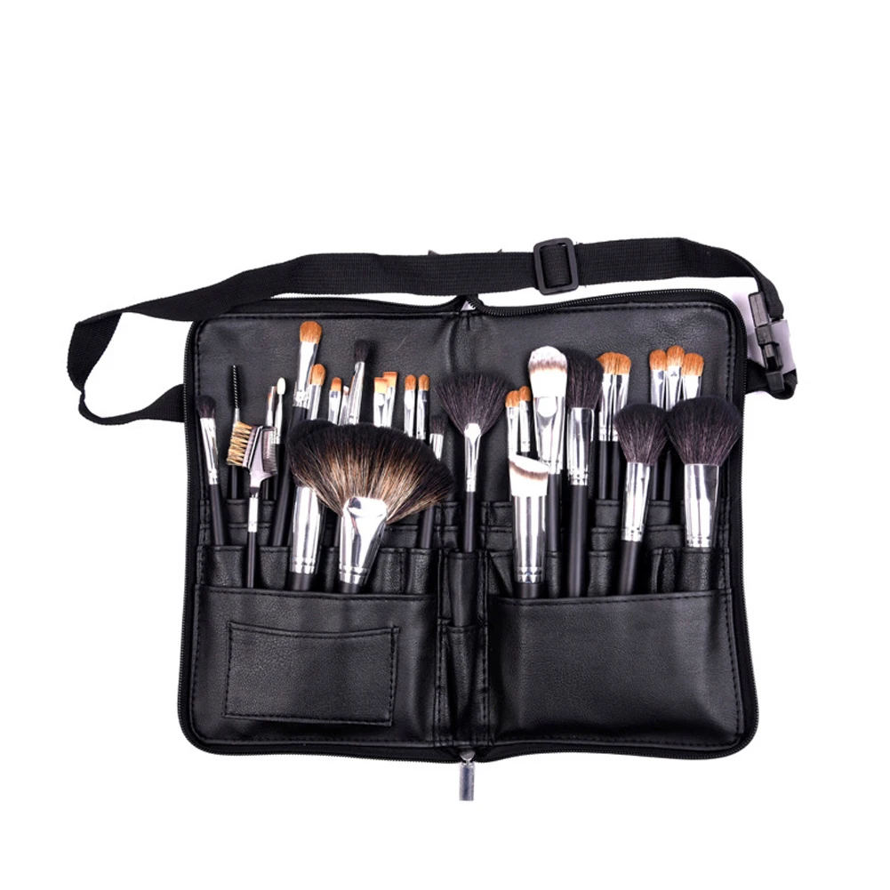 

1PC PU Leather Makeup Brush Waist Bag Portable Cosmetic Brush Holder Organizer With Belt Strap For Women Cosmetic Accessories
