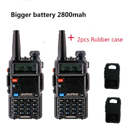 add 2pcs rubber case 2 шт. vhf uhf Профессиональное двухстороннее радио ht baofeng UV-5R Любительская дальняя рация 10 км охотничий радиоприемник CB передатчик - Цвет: add 2pcs rubber case