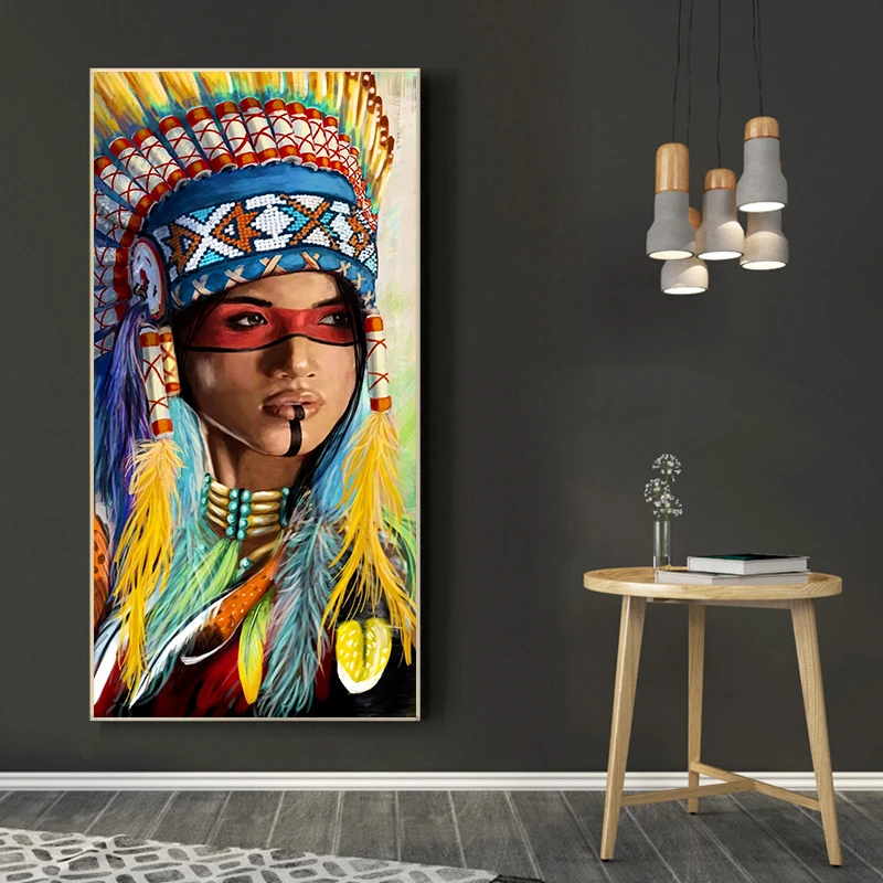 Абстрактный индийский женский холст с принтами настенный художественный постер