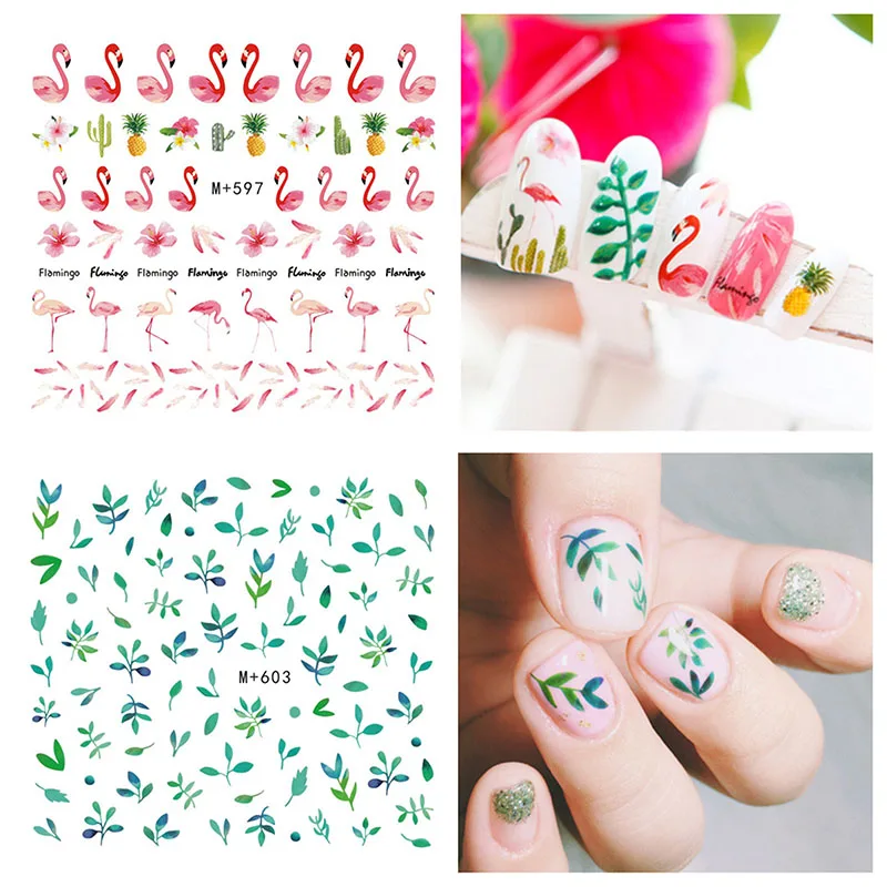 Водная наклейка для ногтей 1 шт. наклейки с фламинго дизайна слайдер маникюра