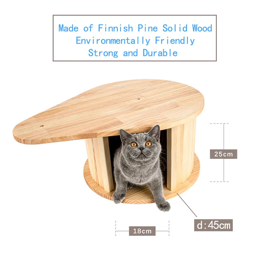 

Imported Finnish Pine Solid Wood Cat Climbing Frame Nest Cat Tree Tower condo House Cat Villa Bed Sisal Scratching Post Cat Toy
