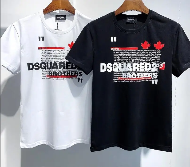 Летняя футболка DSQ2 из чистого хлопка с круглым вырезом и коротким рукавом