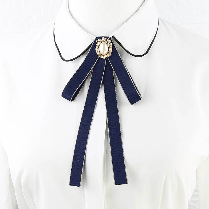 

Женская Брошь в британском стиле, униформа в стиле колледжа, аксессуары для рубашек, милый модный галстук-бабочка с жемчугом, женский подаро...