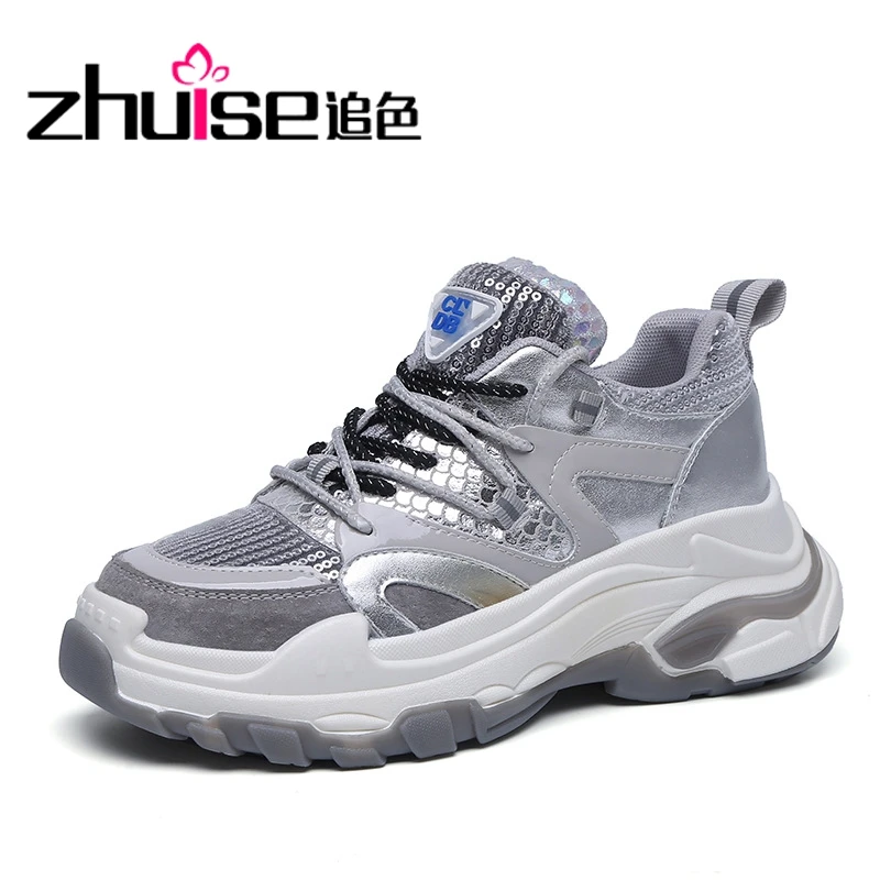 

Женские кожаные туфли на толстой подошве, демисезонные спортивные туфли на толстой подошве для отдыха, увеличивающие рост, 2021