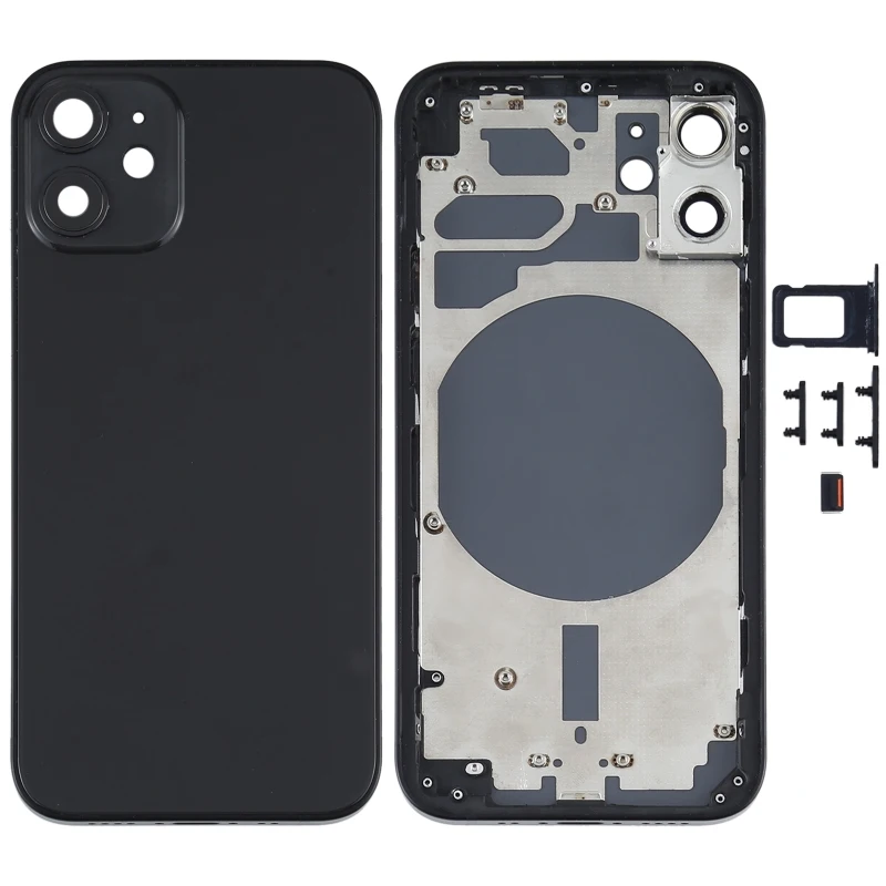 Back Housing Cover with SIM Card Tray & Side Keys & Camera Lens for iPhone 12 mini