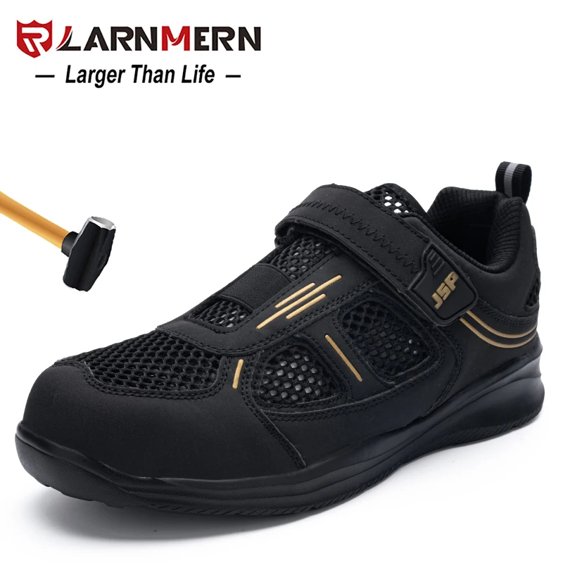 LARNMERN Безопасная рабочая обувь мужская со стальным носком Нескользящая дышащая