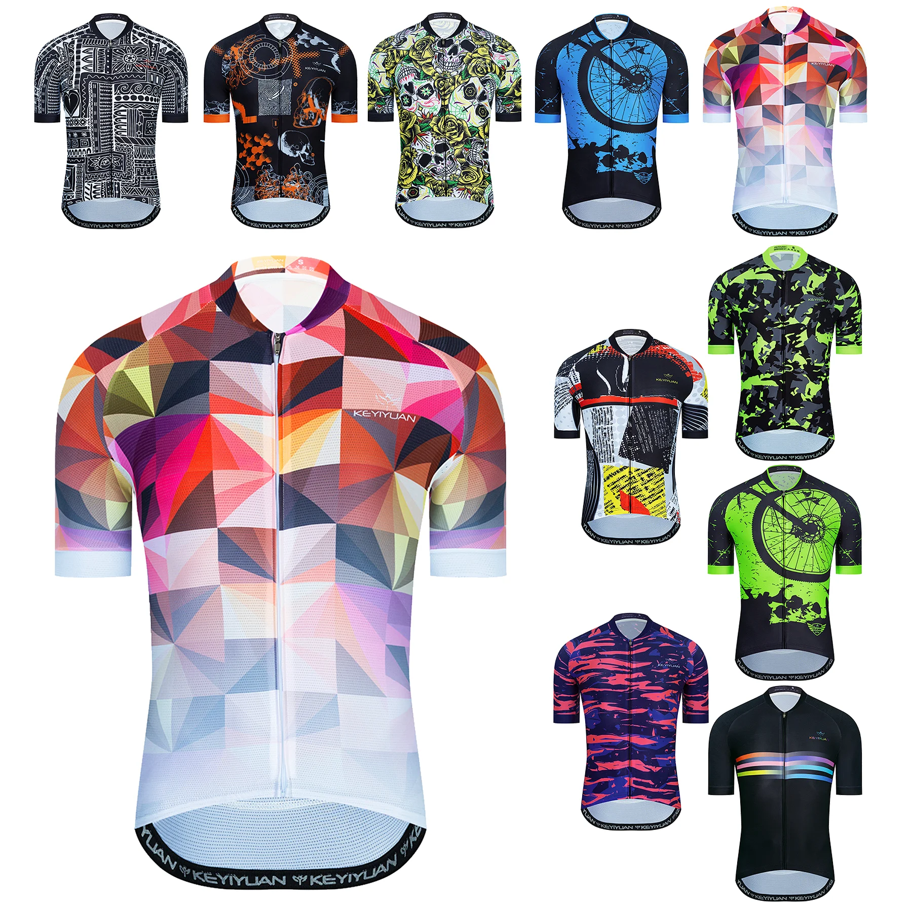 

KEYIYUAN Mens Pro Cycling Jersey Short-sleeved Mountain Bike Racing Jersey 2022 Summer Wielershirt MTB Camisas Ciclista Maillots