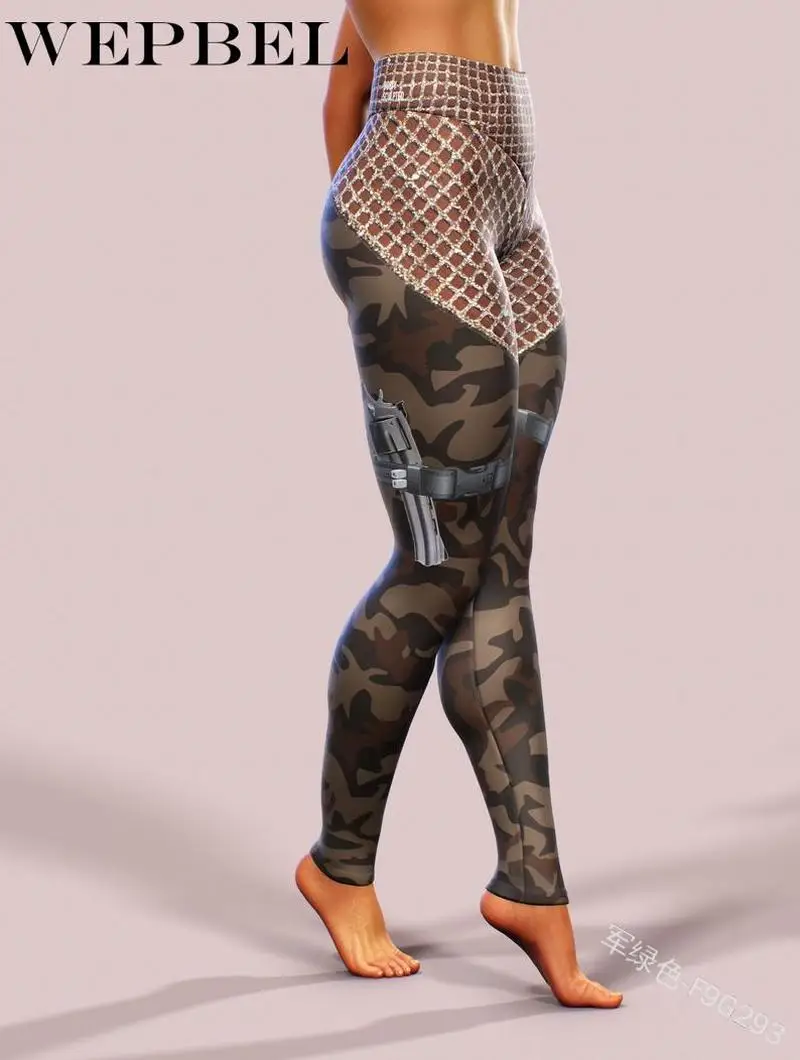 

Mandylandy Camouflage Printing Elasticity Leggings Fitness Running Sport Yoga Pants Casual Breathable Hip Lift Legging for Women