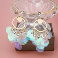 tassel love earrings silver needle long sequin japanese and korean trend burst earrings women jewelry wholesale
