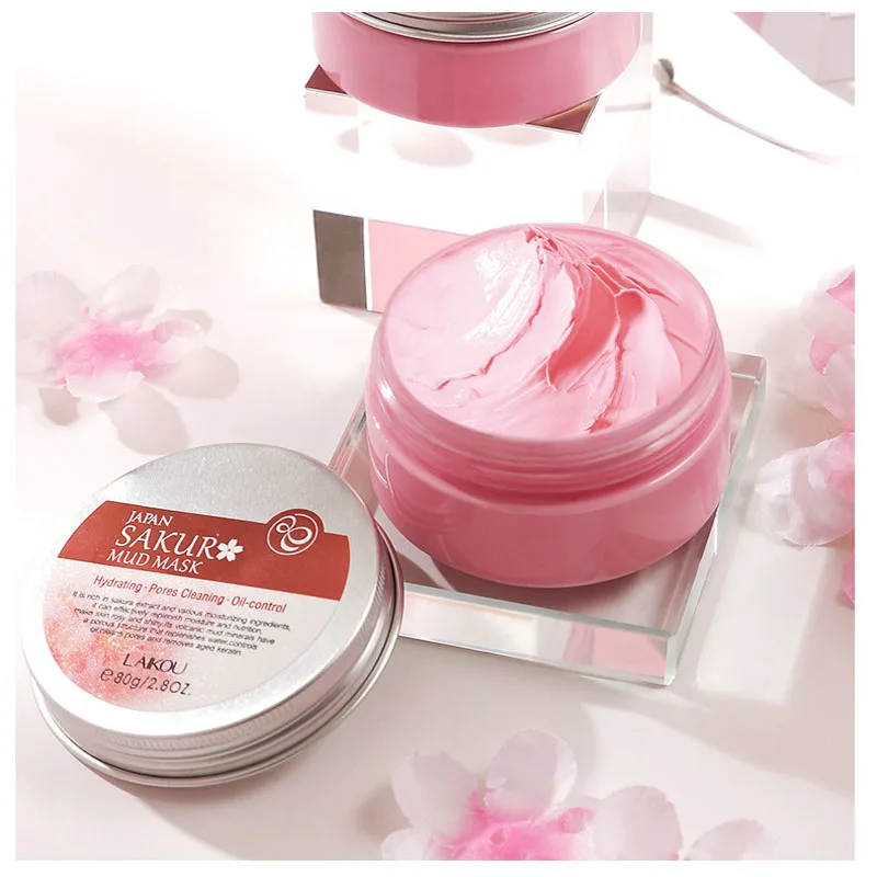 

LAIKOU Sakura Face Cleaning Mud Mask Oil Control Hydrating Refine Pores Brighten Skin Tone Shrink Pores Whitening Face Skin Care