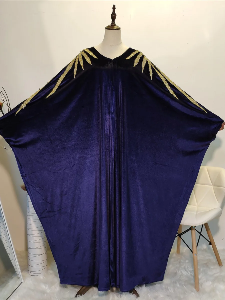 

Muslim Dress Muslim Fashion Luxury Velvet Flower Bat Sleeve Muslim Arab Middle East Gown Dubai Abaya Turkey Long Dresses