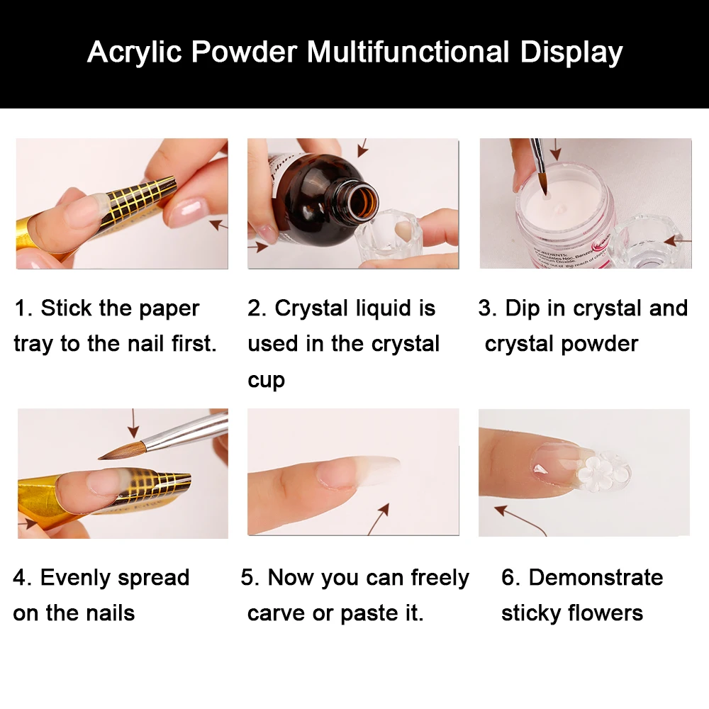 Yayoge акриловый порошок 28 г для дизайна ногтей гибкий полимерный кристалл