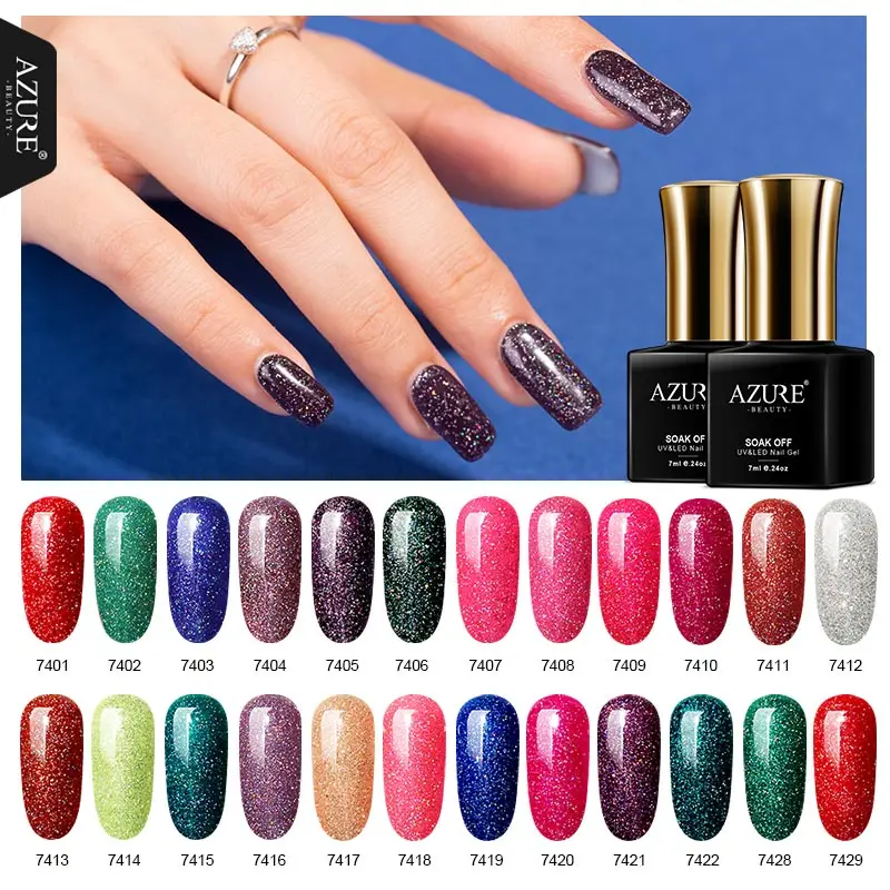 Azure Beauty Блестящий неоновый УФ-гель для ногтей светодиодный Гибридный лак