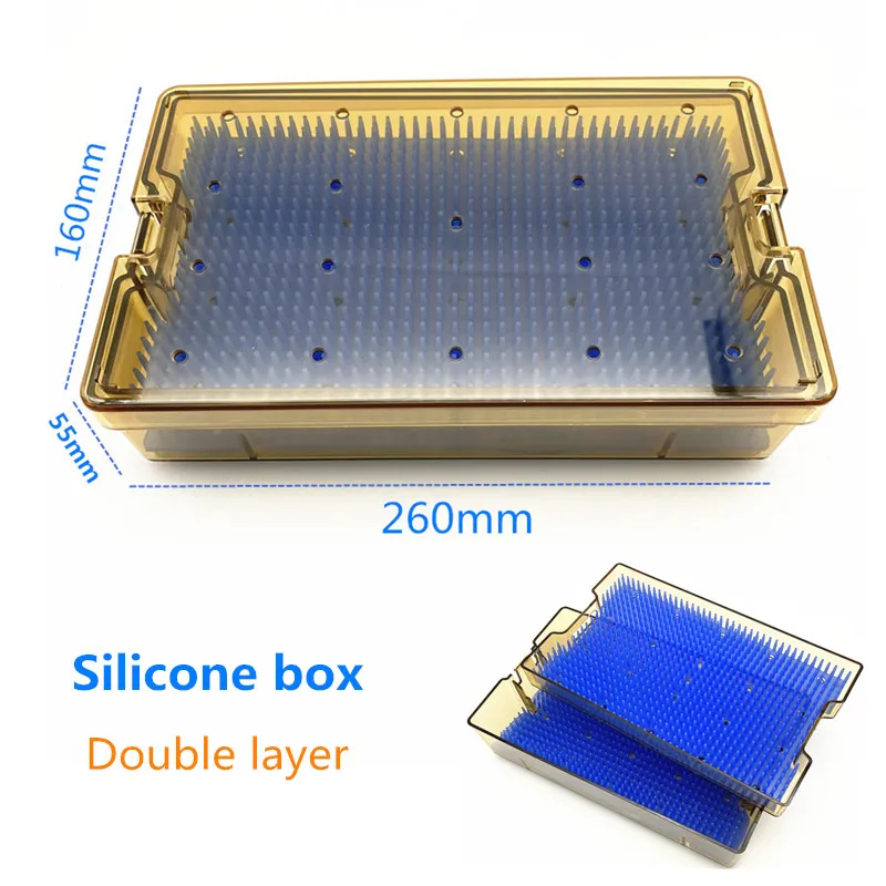 Silicone Disinfection box Double layer Sterilization tray box High temperature sterilization box