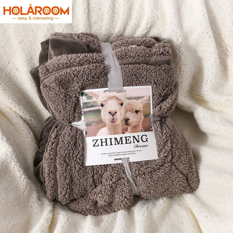 Двухслойное фланелевое одеяло Holaroom толстые Утяжеленные теплые зимние мягкие
