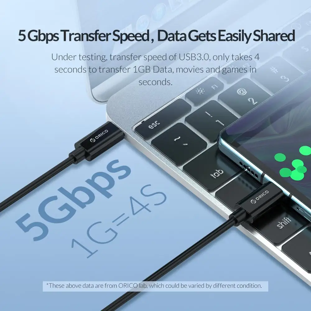 Orico кабель usb type C to для huawei mate 20 samsung Galaxy S9 QC3.0 3A Быстрая зарядка зарядного