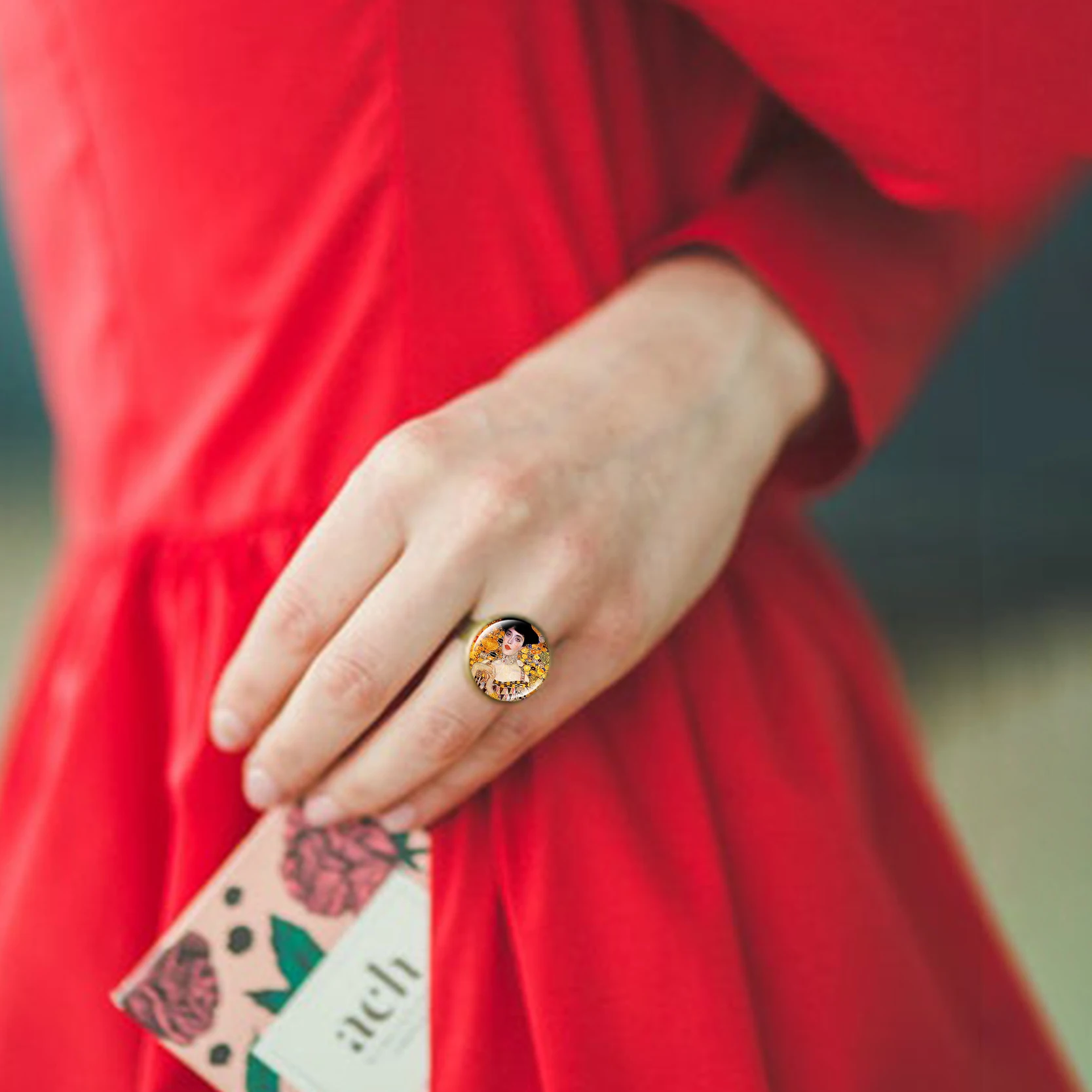 Модное кольцо с изображением поцелуя Климта купол звездной ночи ручной работы