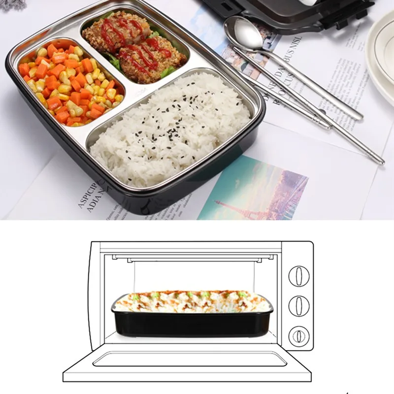 Новый Портативный Ланч бокс из нержавеющей стали 304 бэнто с посудой пищевой