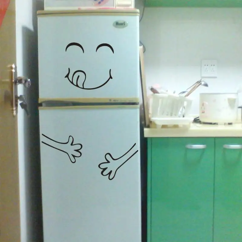 

Cute Smiley Wall Stickers Kitchen Fridge Magnets Refrigerator Wall Stickers Wallpaper Wall Decals Tile Stickers Free shipping