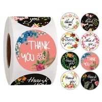 500pcsroll thank you stickers pink flower stickers seal labels 1 inch color labels for business sticker stationery supply
