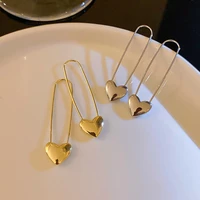 new personalized metallic peach heart pin earrings for women 2021 korean fashion jewelry unusual earrings accessories for girls