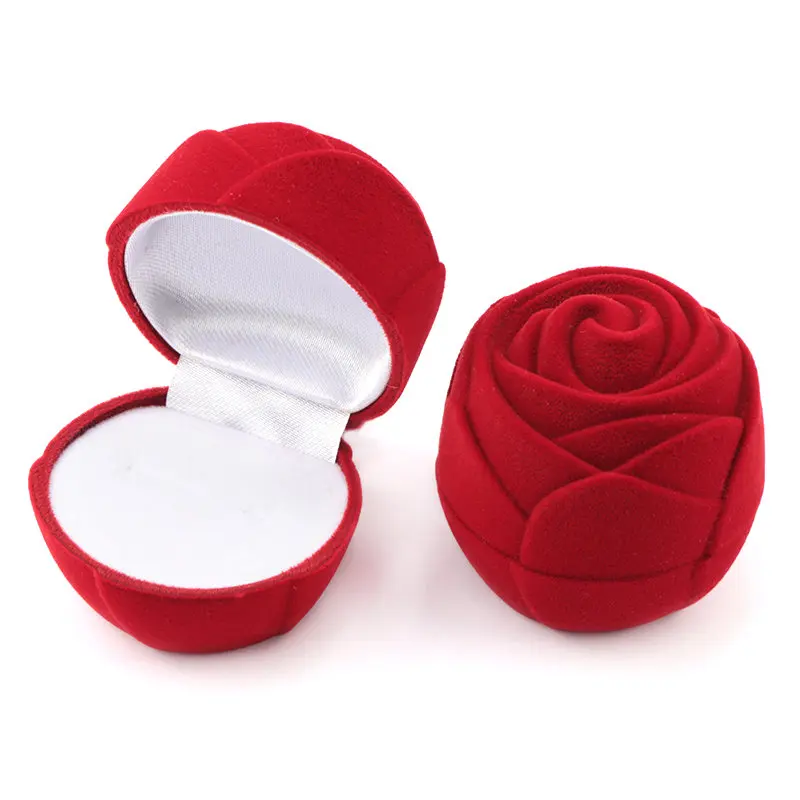 rose flower-red 1 шт. прекрасный бархатный контейнер для ювелирных изделий коробка для свадебных колец для сережек Ожерелье Браслет Дисплей Подарочная коробка держатель 16 стилей - Цвет: rose flower-red