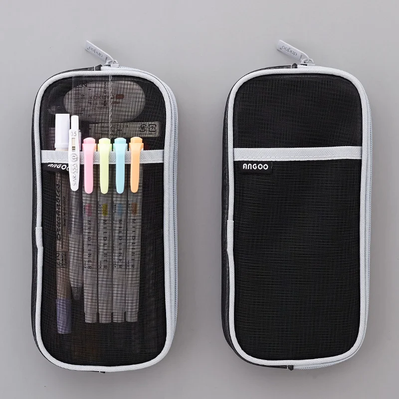 

2022 1pcs Transparent Mesh Pencil Case Pen Bag High Quality Ice Cream Color Storage Pouch Organizer for Stationery School