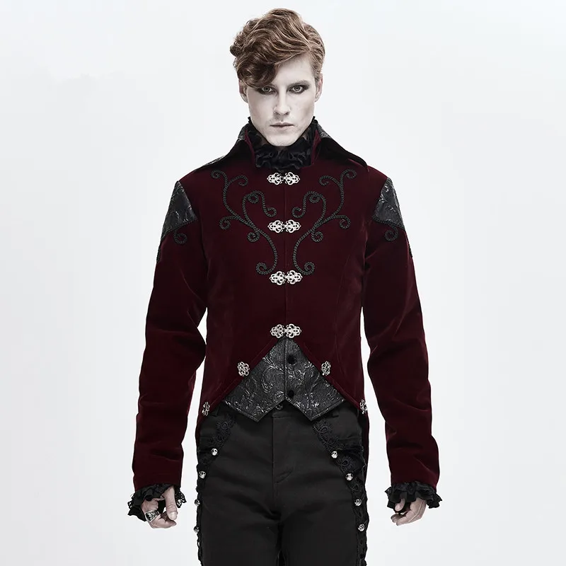 

Men's Red Coat Trench Vintage Cosplay Coat Mens Tailcoat Jacket Goth Steampunk Uniform Praty Outwear Coat