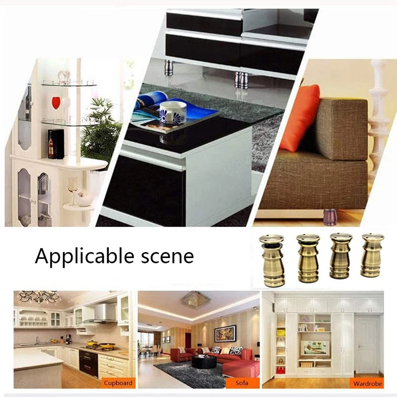 

4Pcs 4 Inch- 4 2/5 Inch Adjustable Height Heavy-Duty Aluminum Alloy Furniture Leg with Transparent Rubber Mat Bronze