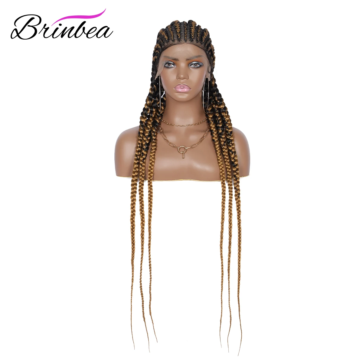 

Brinbea 36" Synthetic 360 Full Lace Front Braided Wigs with Baby Hair Box Braiding Hair Cornrow Wig Tiny Braids for Black Women