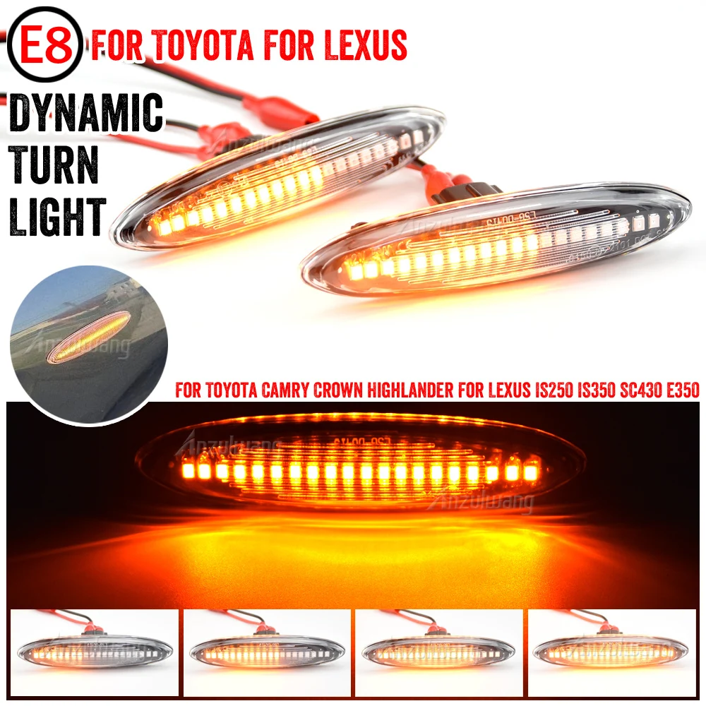 

2x Dynamic Led Side Marker Turn Signal Lights Indicator Lamps For Toyota Highlander Soarer Kluger Gsu 4 Lexus Is250 Is350 Sc430