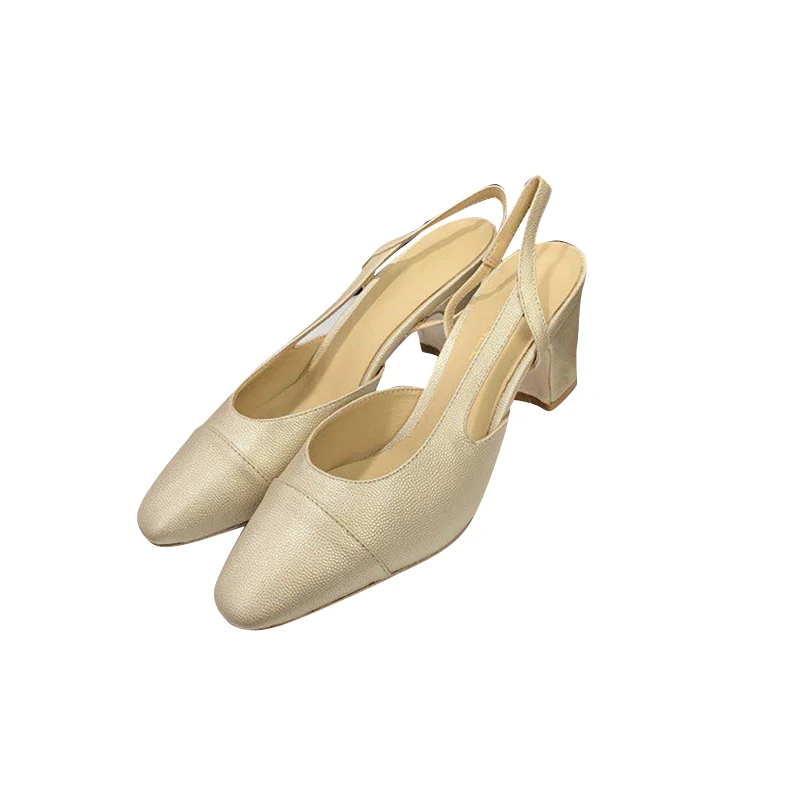 

New style French high-heeled shoes in summer 2021 thick heel square head color matching high heel back empty women's sandals